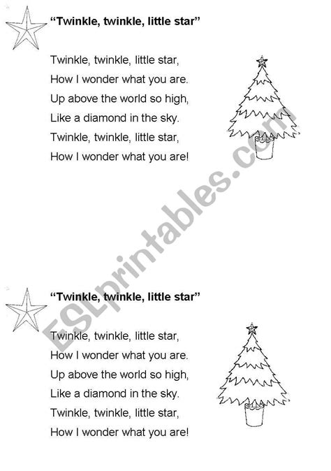 Twinkle Twinkle Little Star Esl Worksheet By Benedita