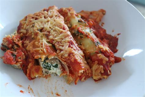 Homemade Cannelloni Stuffed With Ricotta Minced Meat And Spinach With