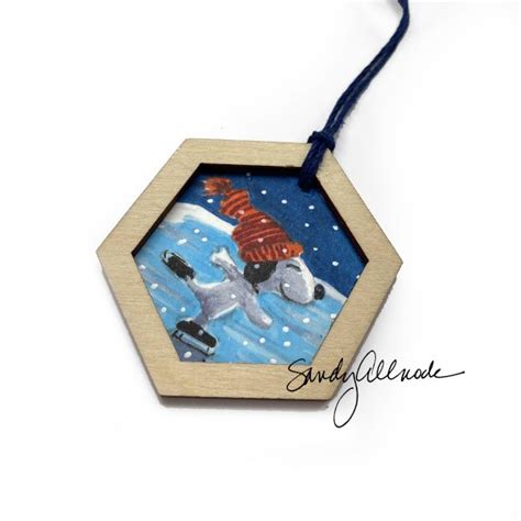 Hexagon Skating Snoopy Ornament Sandy Allnock Fine Art