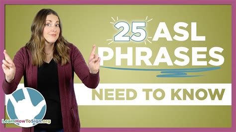 25 ASL Phrases You Need To Know | Sign Language For Beginners - YouTube | Sign language, Learn ...