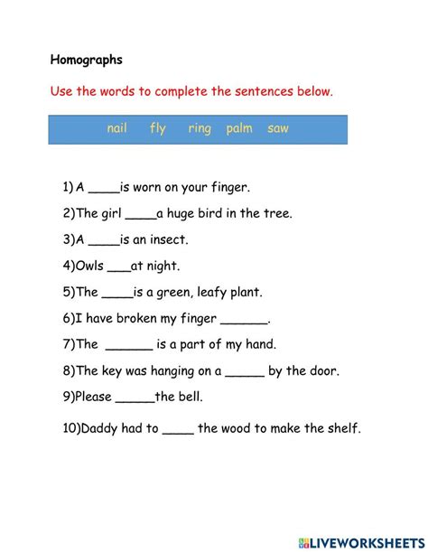 Homographs 1540616 Salisha Sookwah Live Worksheets