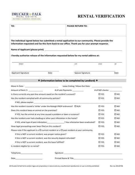 Free Printable Rental Verification Form Templates Word Pdf Landlord