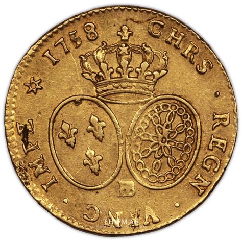 Louis XV Gold Double Louis D Or Au Bandeau 1758 BB Strasbourg 2