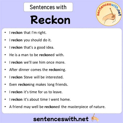 Sentences with Reckon, Sentences about Reckon - SentencesWith.Net