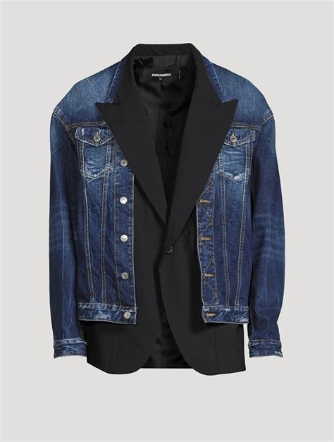 Dsquared Wool And Denim Layered Jacket Holt Renfrew