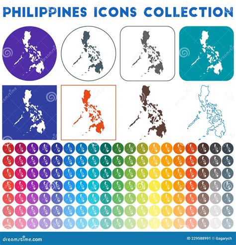 Philippines Icons Set Cartoon Vector Bohol Tarsier CartoonDealer