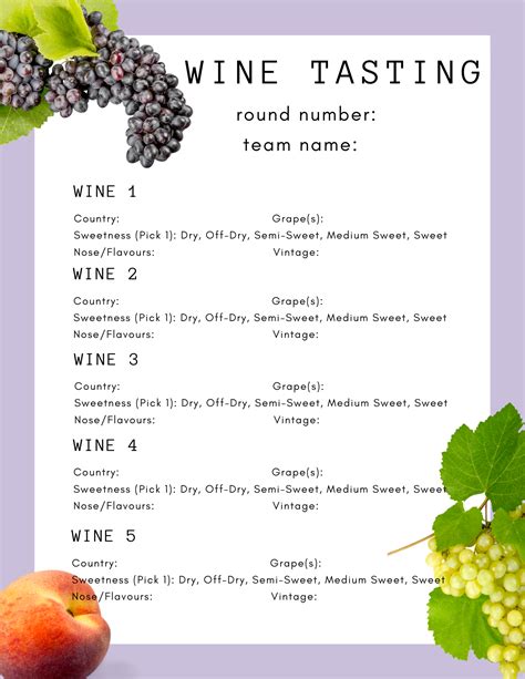 Wine Tasting Games Printable