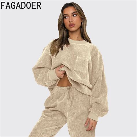 Fagadoer Inverno S Lido Bolso Agasalhos Feminino Manga Longa Pul Ver E