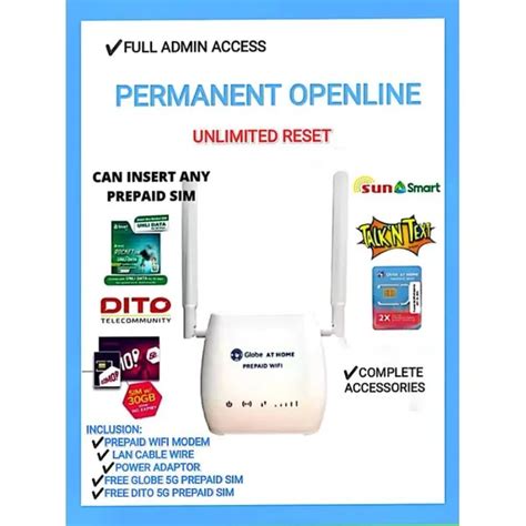 Permanent Openline Prepaid Wifi Modem With FREE DITO 5G Sim And Globe