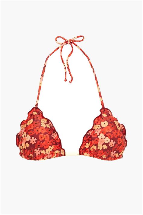 Vix Paula Hermanny Ruffled Floral Print Triangle Bikini Top The Outnet