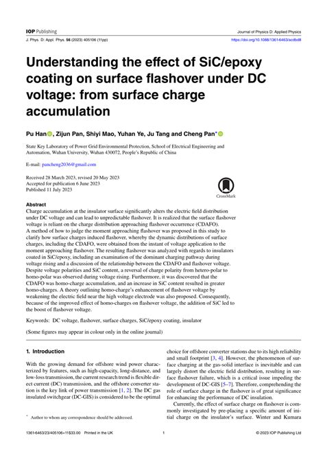 Understanding The Effect Of Sic Epoxy Coating On Surface Flashover Under Dc Voltage From