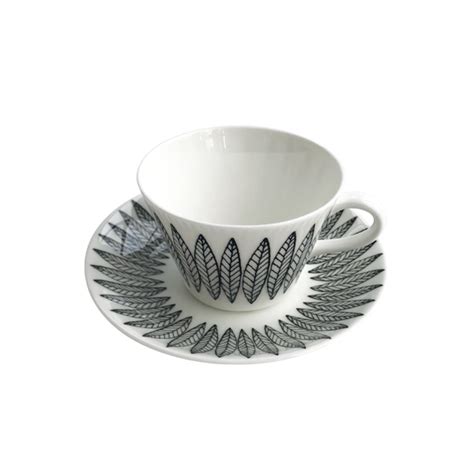 Salix Svart Coffee Cup And Saucer Conical Gustavsbergs Porslinsfabrik