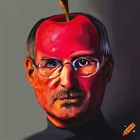 Painting Of Steve Jobs On A Red Apple On Craiyon