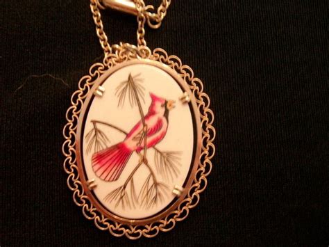 Vintage Cardinal Necklace Krementz Jewelry Cardinal Jewelry Bird