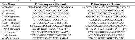 Table 1 From Downregulation Of Lncrna Norad Promotes Ox Ldl Induced