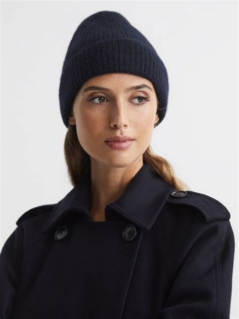 Reiss Cara Cashmere Ribbed Beanie Hat Reiss Rest Of Europe