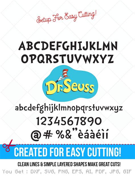 Dr. Seuss inspired svg Dr. Seuss font alphabet cut files