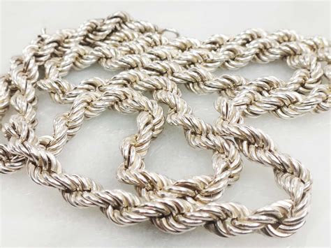 Vintage Sterling Silver Rope Chain Sterling Italy Rope Chain Sterling
