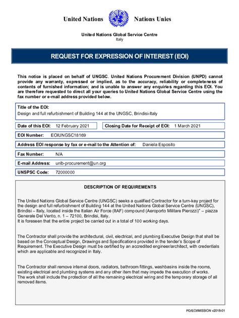 Fillable Online Request For Expression Of Interest Eoi UNGSC Fax