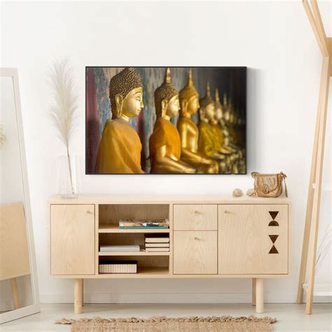 Akustik Wechselbild Goldene Buddha Statuen