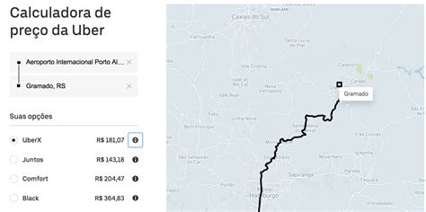 Como ir de Porto Alegre para Gramado carro ônibus táxis Uber ou