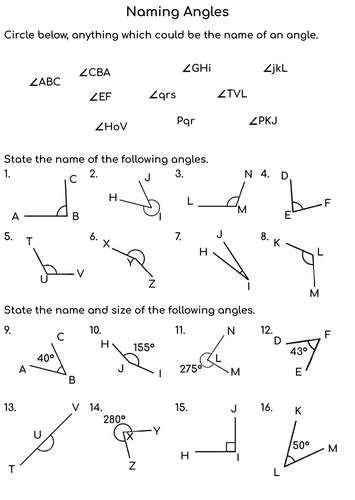 Naming Angles | Teaching Resources