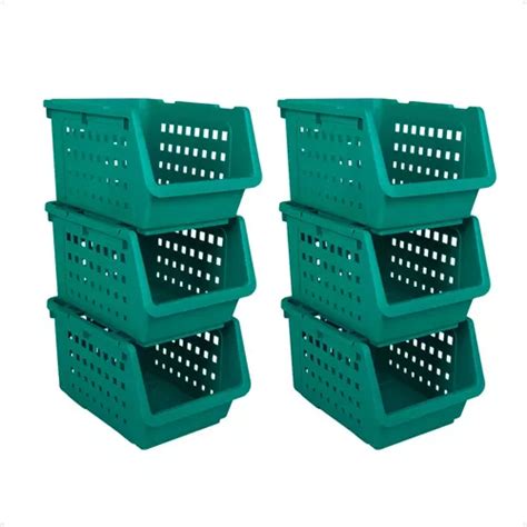 Set X6 Gavetas Plasticas Apilables Organizadoras 35x24x20 Envío gratis