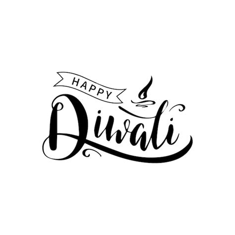 Diseño de escritura de caligrafía feliz diwali Vector Premium