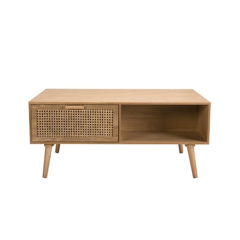 Table Basse Tiroirs En Rotin Et Bois Naturel Maguy Maison Et Styles