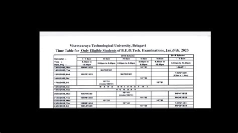 Vtu Update Today Change S In Vtu Exam Time Table