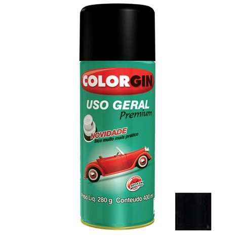 Tinta Spray Brilhante Uso Geral Premium Preto Rápido 400ml Colorgin