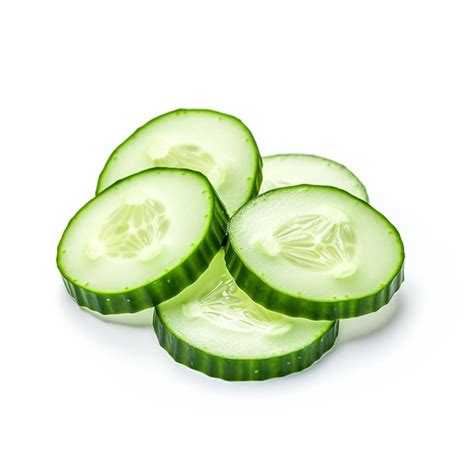 Premium AI Image Fresh Cucumber Slices On White Background