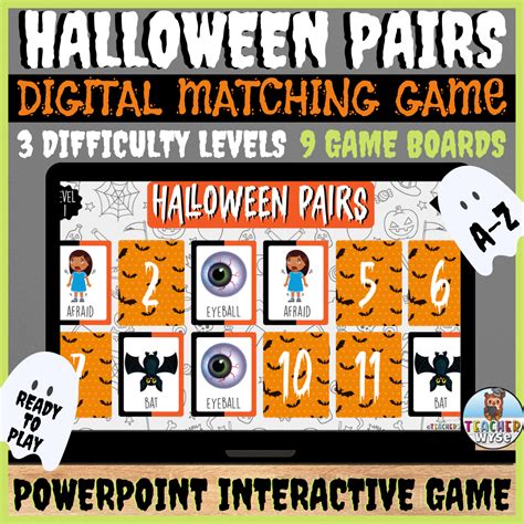 Halloween Pairs Matching Game For Powerpoint Fun Interactive Digital