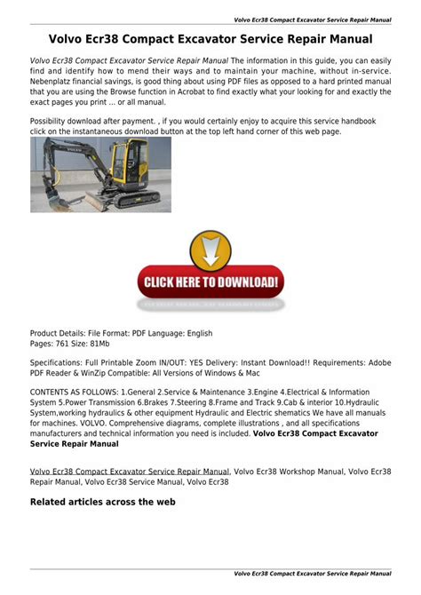 Pdf Volvo Ecr Compact Excavator Service Repair