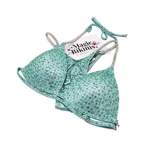 Competition Bikini No Light Teal Mystique With Crystal Mix Magic
