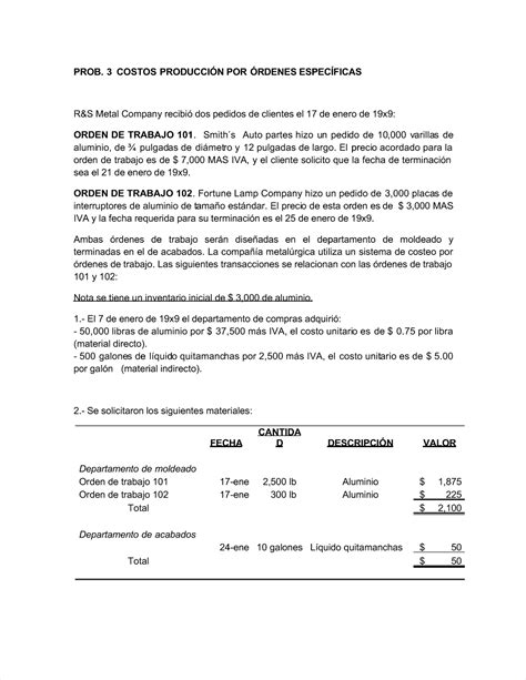 Pdf 23 Ejerc 3 Metal Company Costeo Ordenes De Trabajo Espec Compress