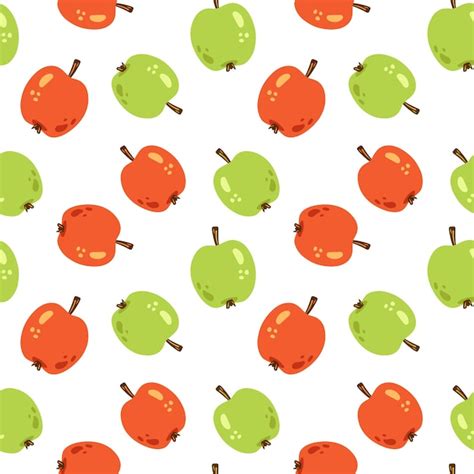 Premium Vector Vector Cute Seamless Pattern With Red And Green Apples