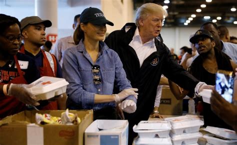 Donald Trump Hugs Children, Serves Food In Visit To Victims Of Harvey