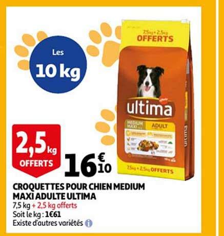 Offre Croquettes Pour Chien Medium Maxi Adulte Ultima Chez Auchan