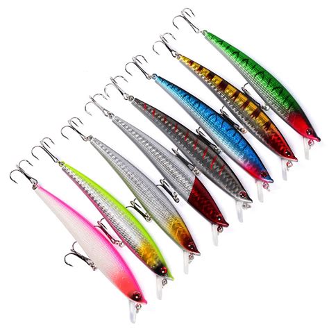 8PCS Pencil Minnow Fishing Crankbait Fish Bass Lure Hook Baits 11 5m