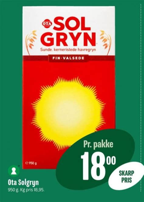 Ota Sol Gryn Havregryn Min K Bmand Januar Alle Tilbudsavis