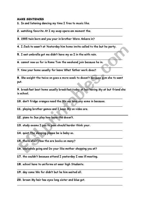 Scrambled Sentences Esl Worksheet By Stardust