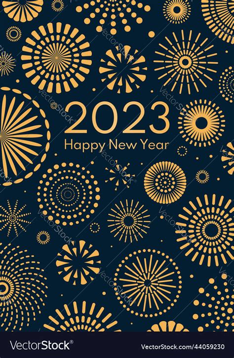 2023 new year golden fireworks background Vector Image