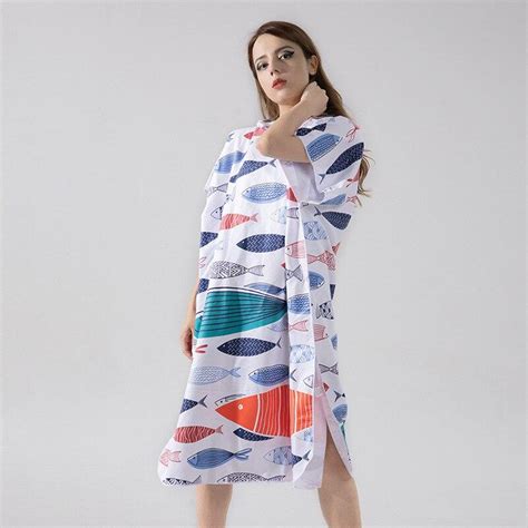 Poncho Sortie De Bain Adulte Coloré en poisson Poncho Femme