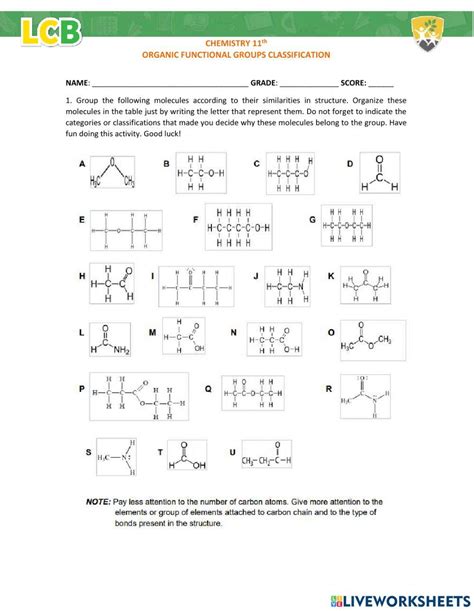 Functional Groups Worksheet Live Worksheets Worksheets Library