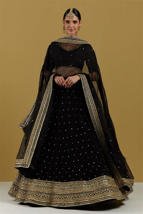 Ikshita Choudhary Sequin Embroidered Lehenga Black Sequin Georgette