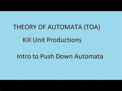 Understanding Unit Productions Introduction To Pushdown Automata Pda