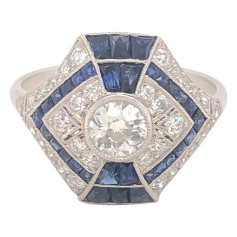 Fabulous Art Deco Diamond And Sapphire Ring At 1stdibs