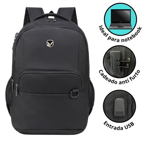 Mochila Anti Furto Roubo Para Notebook 15 6 Executiva Entrada Cabo USB