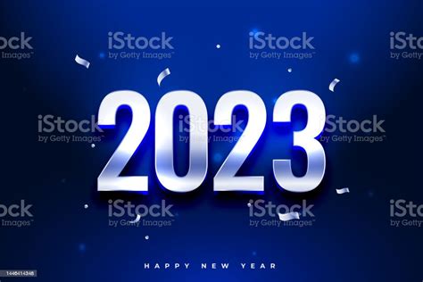 Happy New Year 2023 Celebration Banner With Confetti Stock Illustration